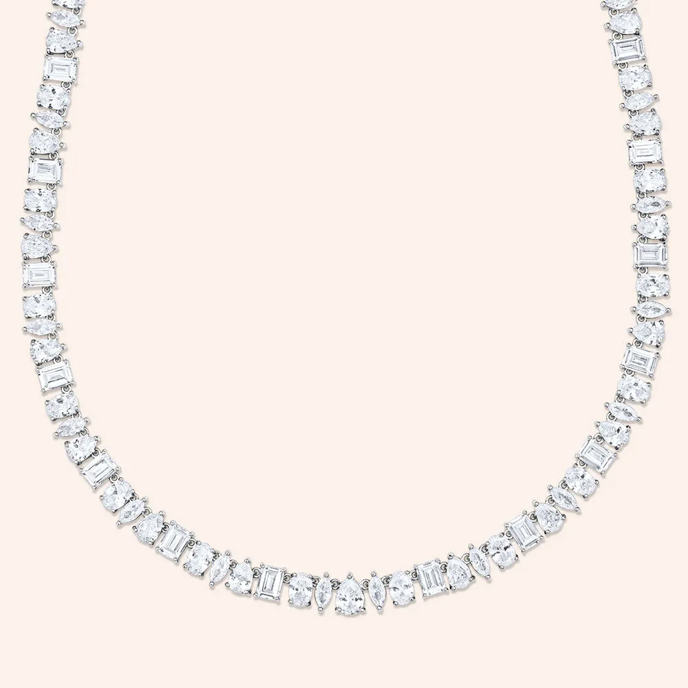 "Priscilla" 22CTW Mixed-cuts Statement Tennis Necklace - Includes Extender