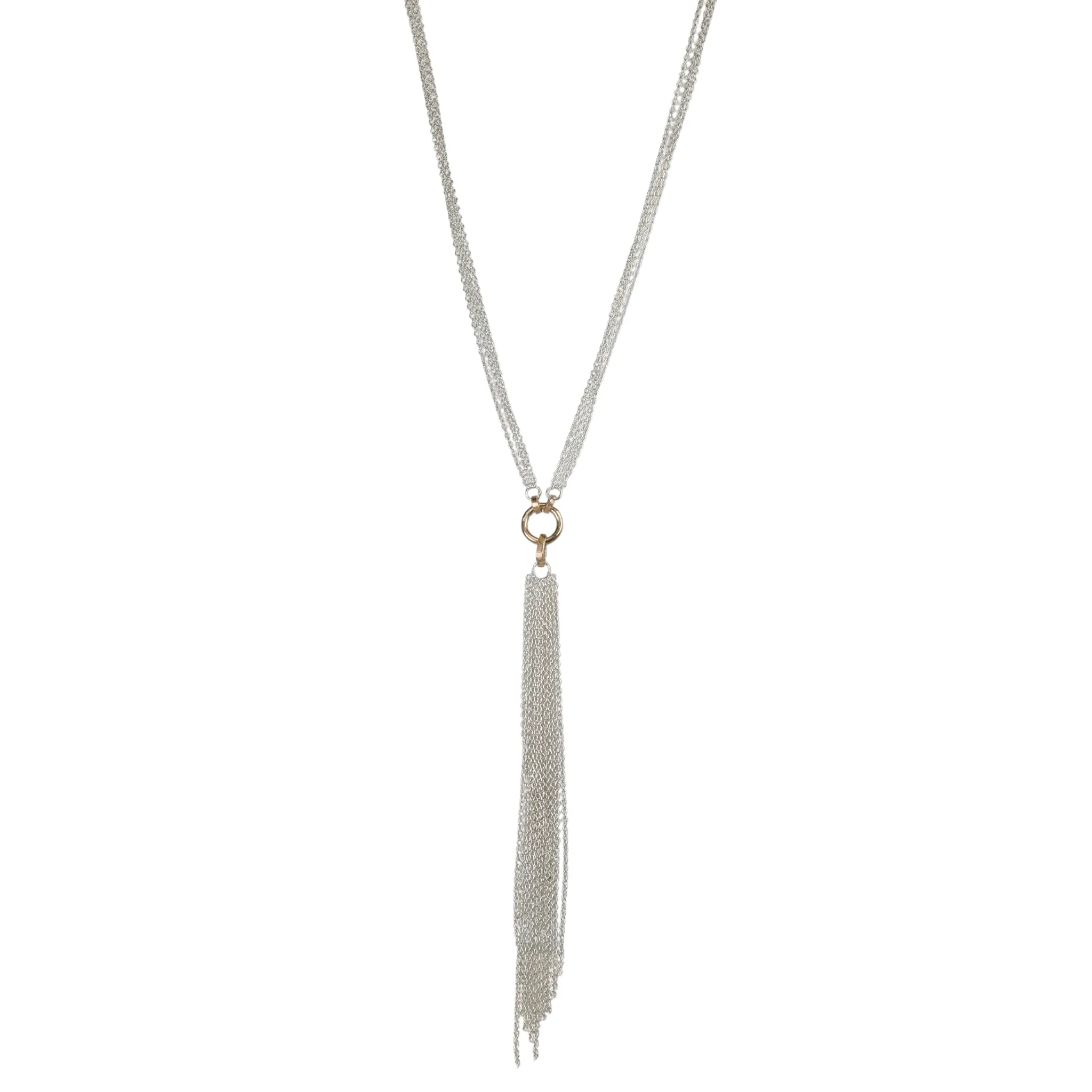 "The Jessie" Mixed 14K Gold & Sterling Silver Fringe Lariat Necklace