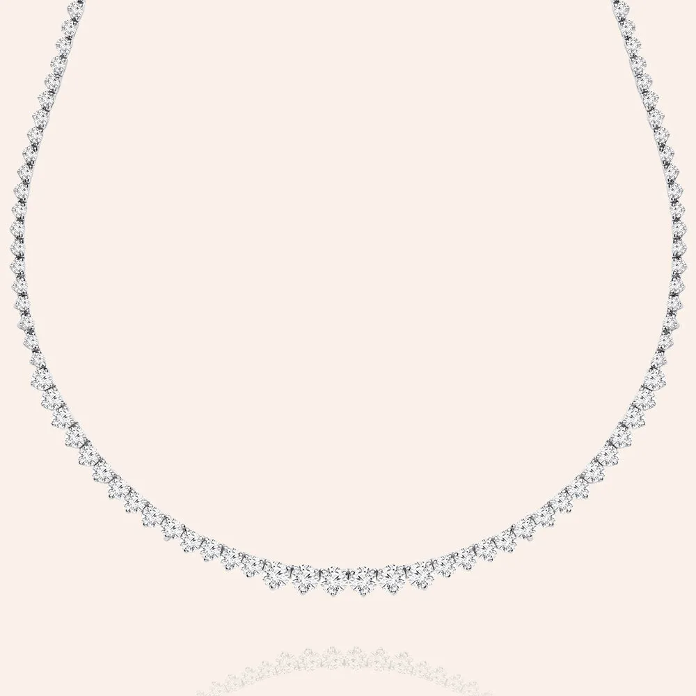 "Unforgettable" 13.5CTW  Graduated Round Cut Stones Princess Setting Infinity Necklace - Includes Extender - Silver