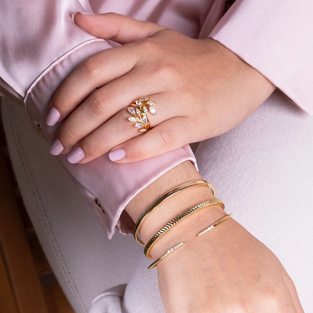 "Vine" 2.9CTW Round & Marquise Cut Leaf Ring