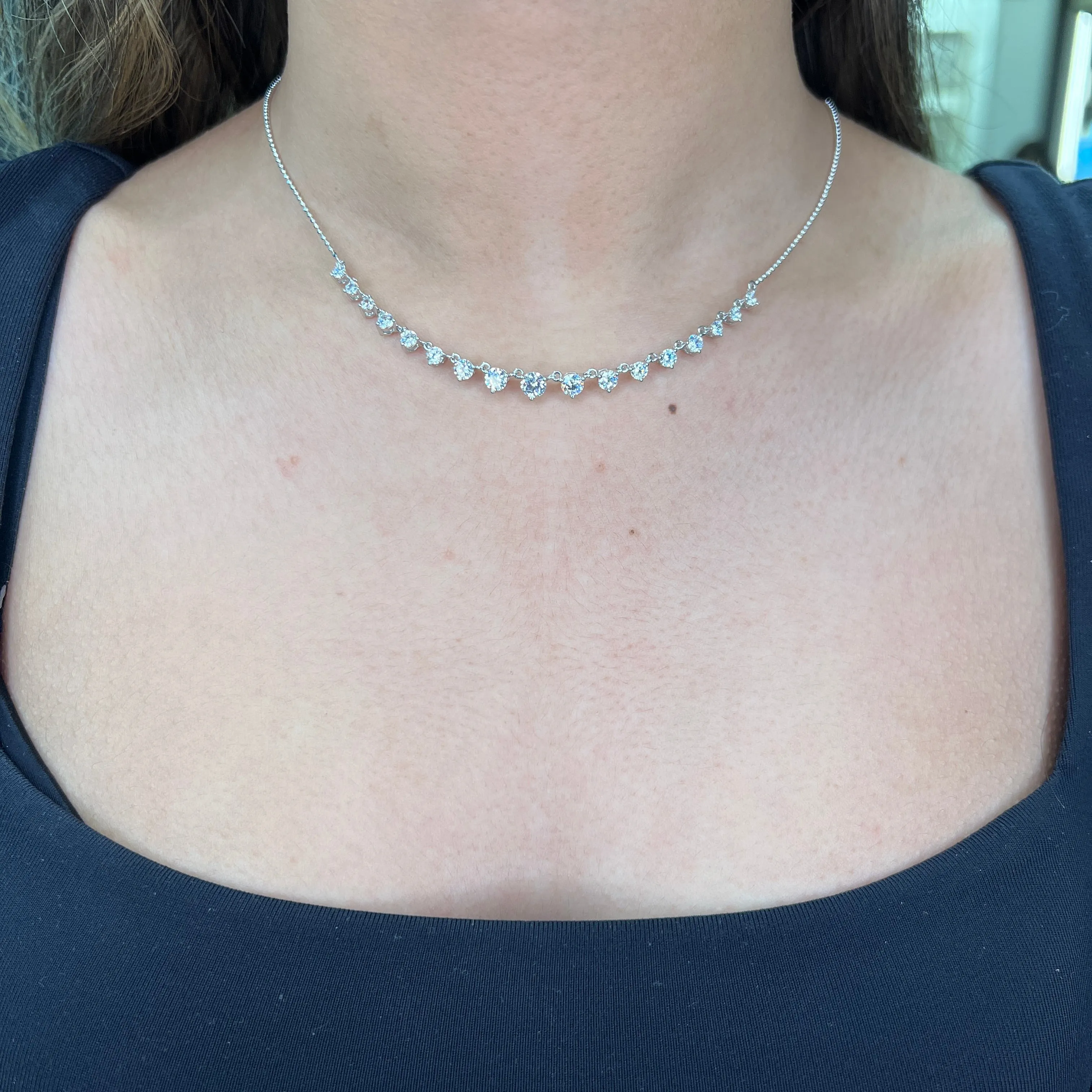 Reign Sterling Silver CZ Station Necklace
