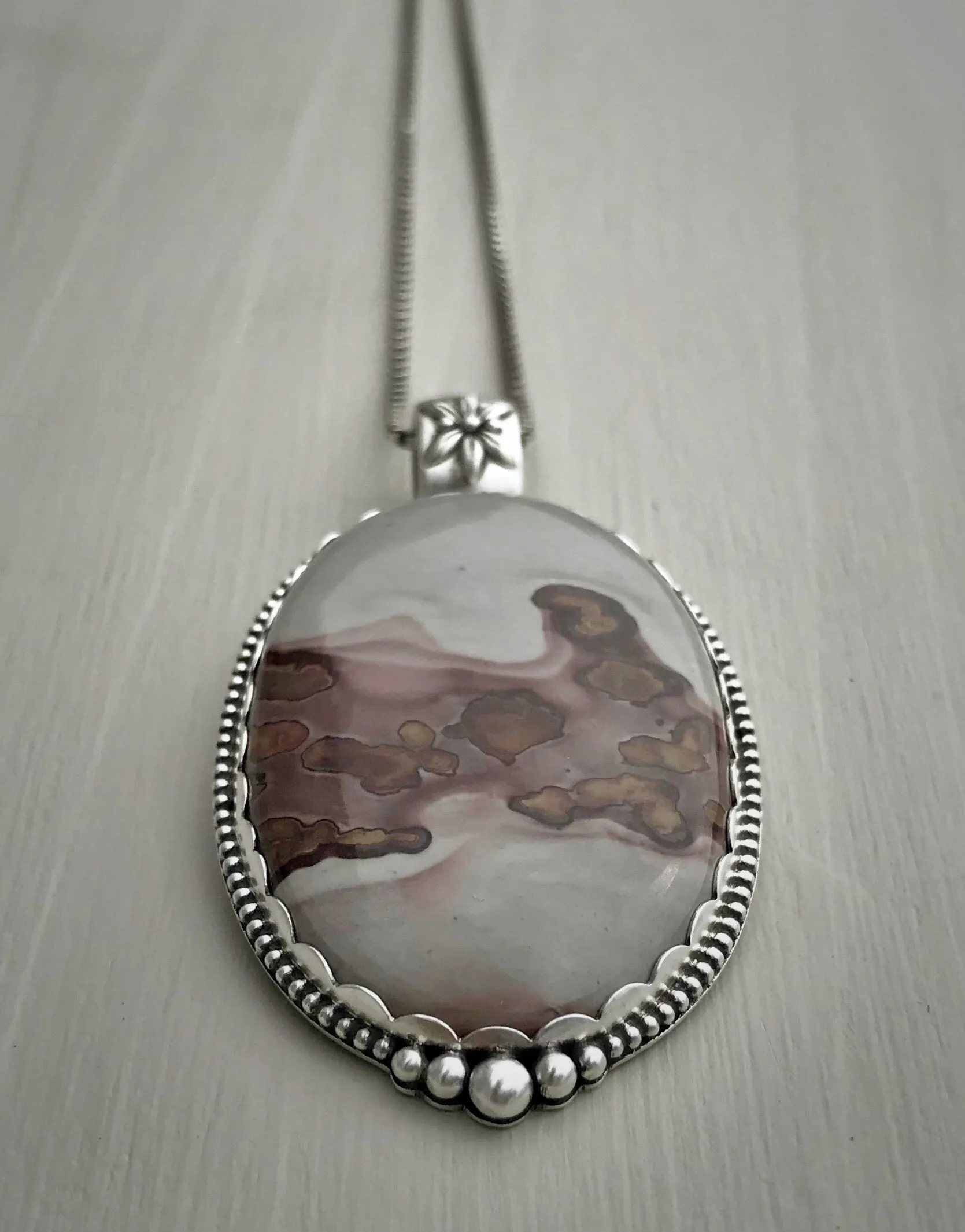 RESERVED: Coffee Bean Jasper Floral Pendant
