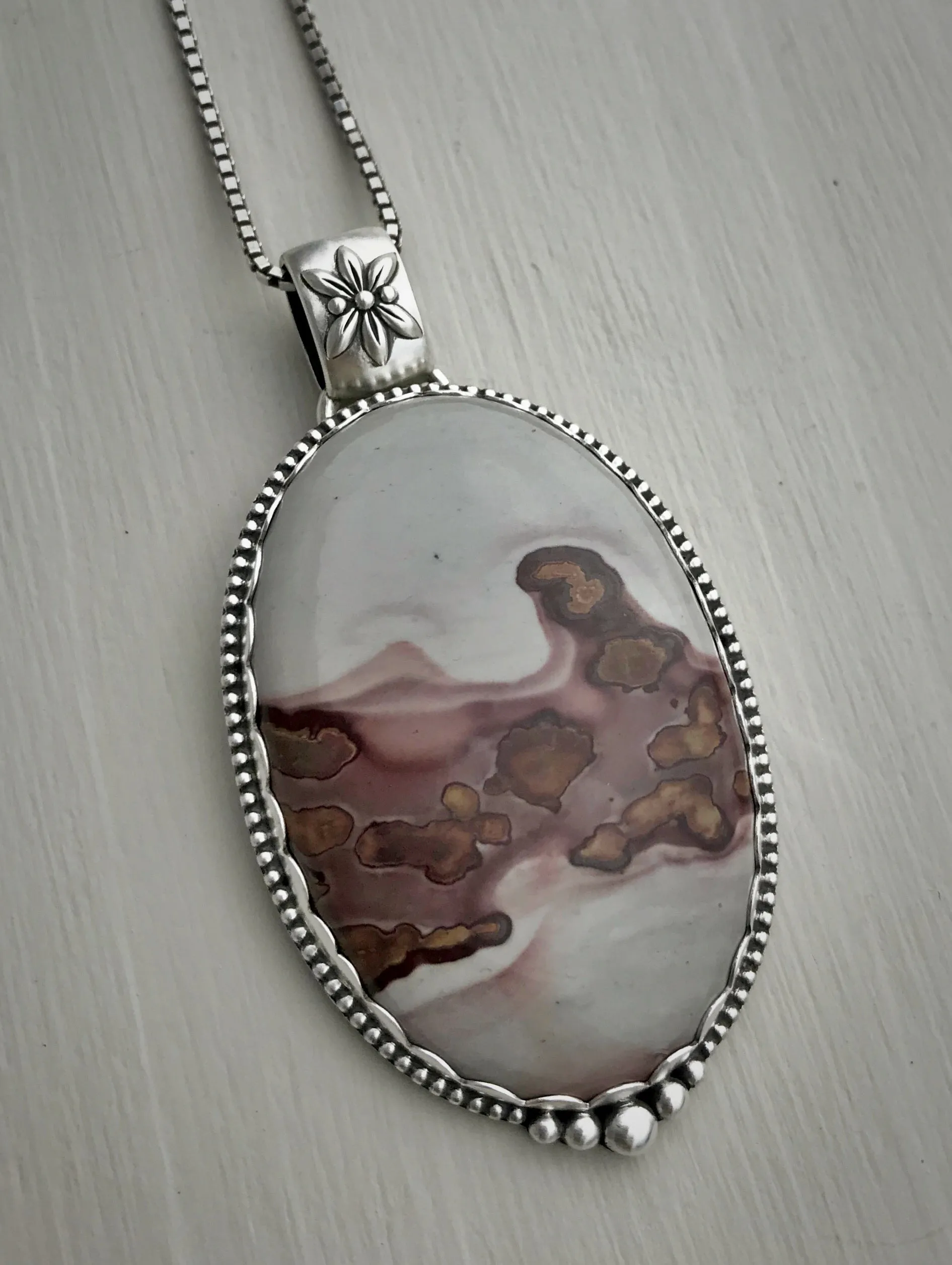 RESERVED: Coffee Bean Jasper Floral Pendant