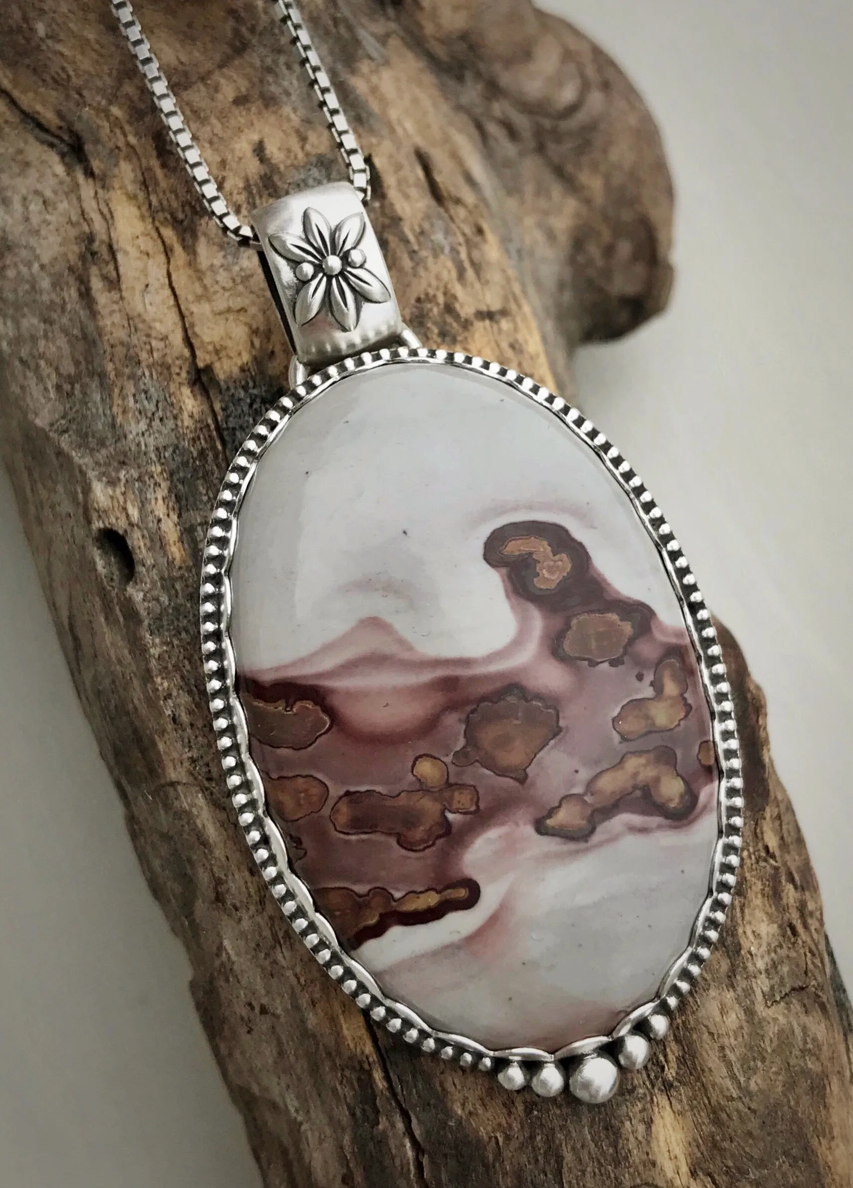 RESERVED: Coffee Bean Jasper Floral Pendant