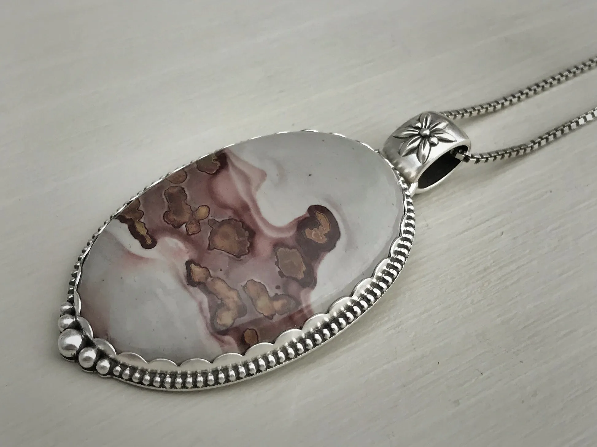 RESERVED: Coffee Bean Jasper Floral Pendant