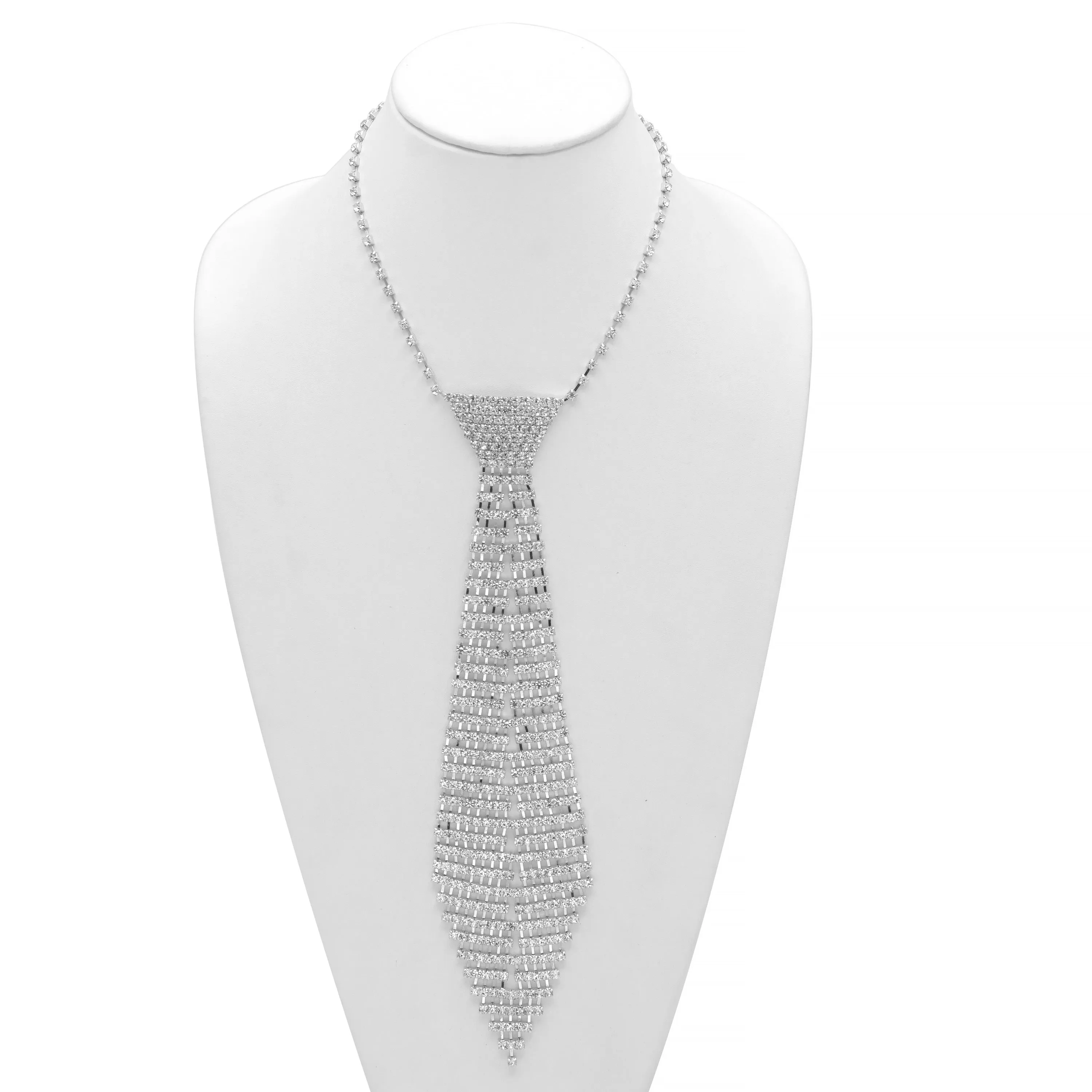 RHINESTONE CRYSTAL TIE LONG TASSEL NECKLACE #SQXX9122601 Women cry tie necklace(TD2-3)