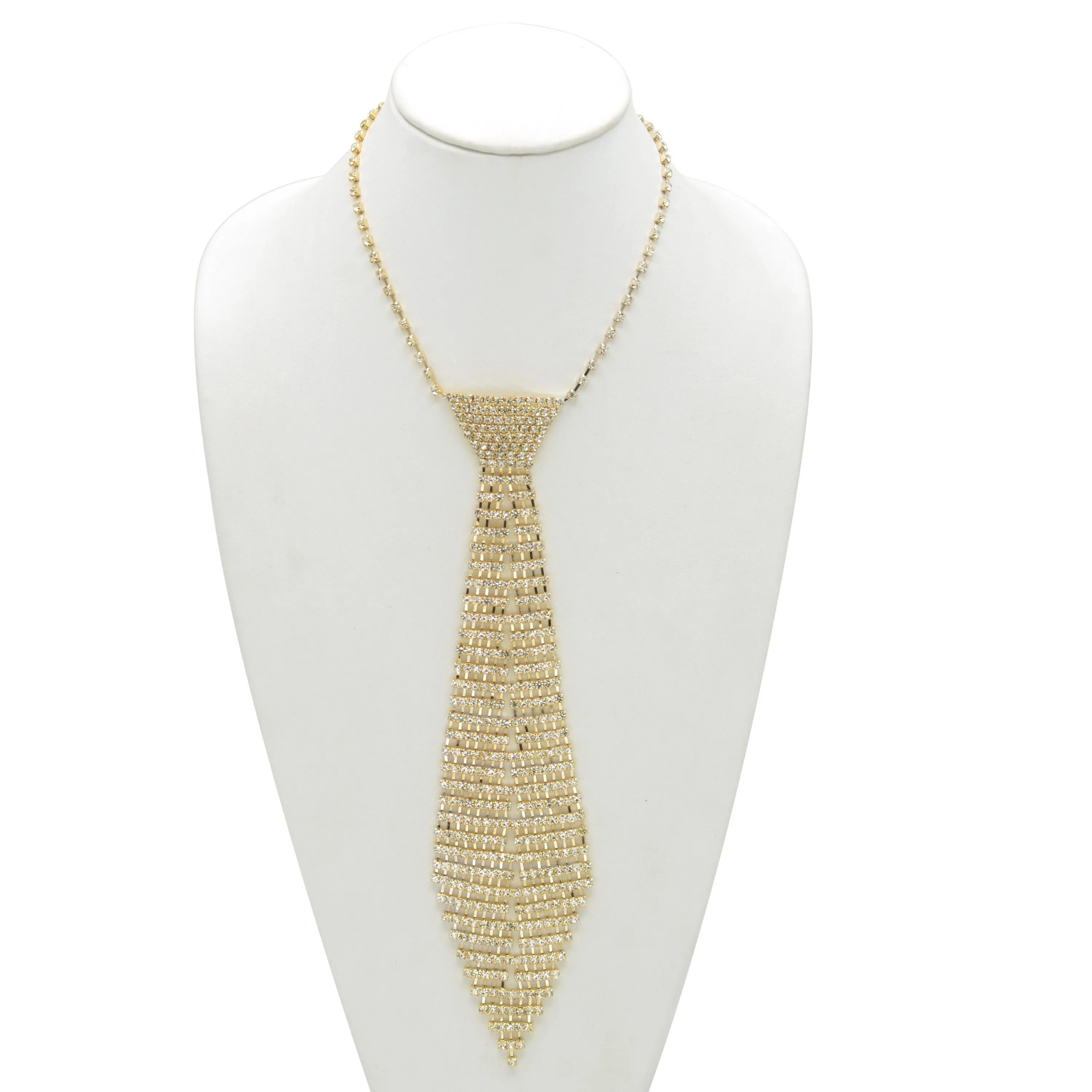 RHINESTONE CRYSTAL TIE LONG TASSEL NECKLACE #SQXX9122601 Women cry tie necklace(TD2-3)