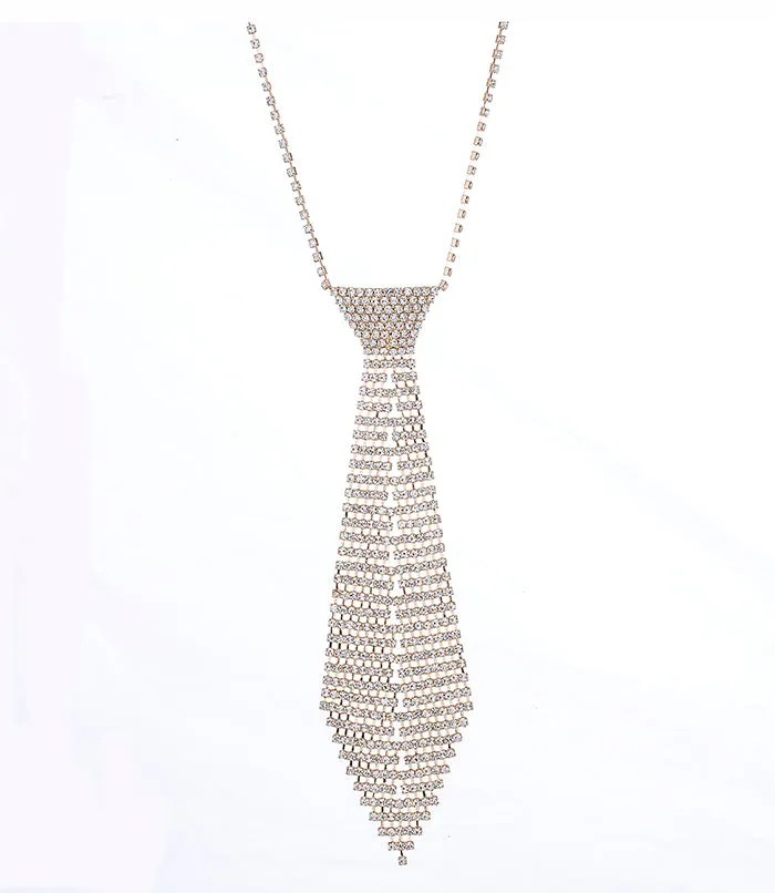 RHINESTONE CRYSTAL TIE LONG TASSEL NECKLACE #SQXX9122601 Women cry tie necklace(TD2-3)