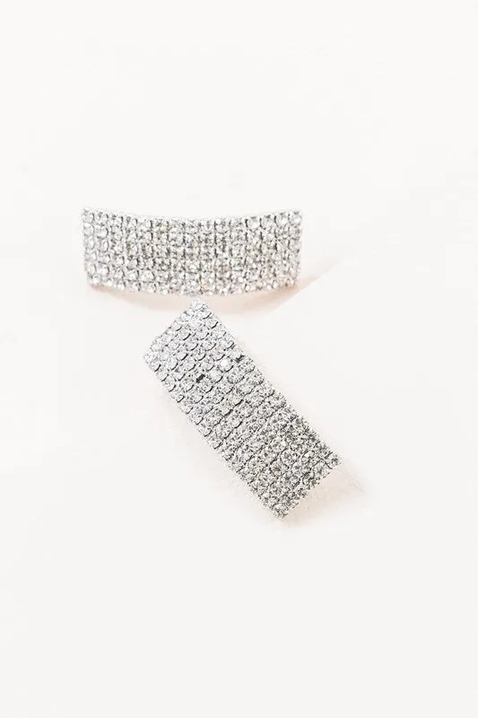 Rhinestone Curved Earrings