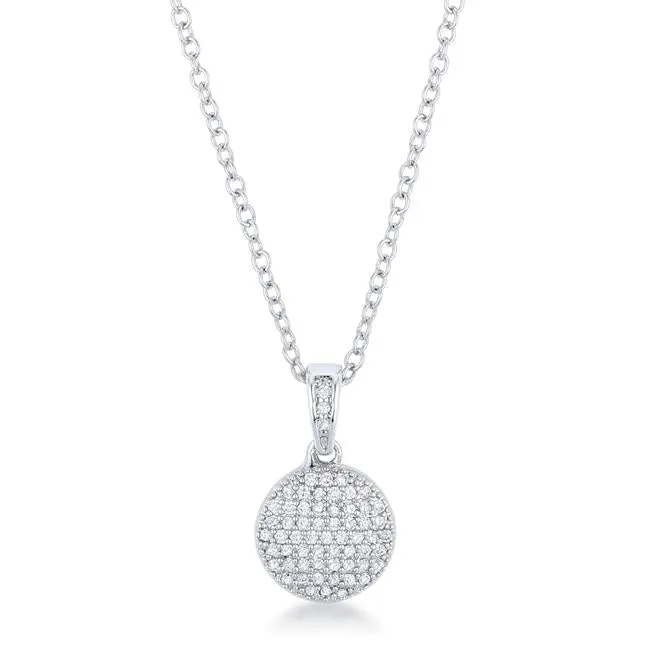 Rhodium Necklace with CZ Disk Pendant