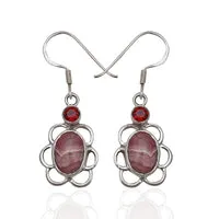 Rhodonite Silver Earrings
