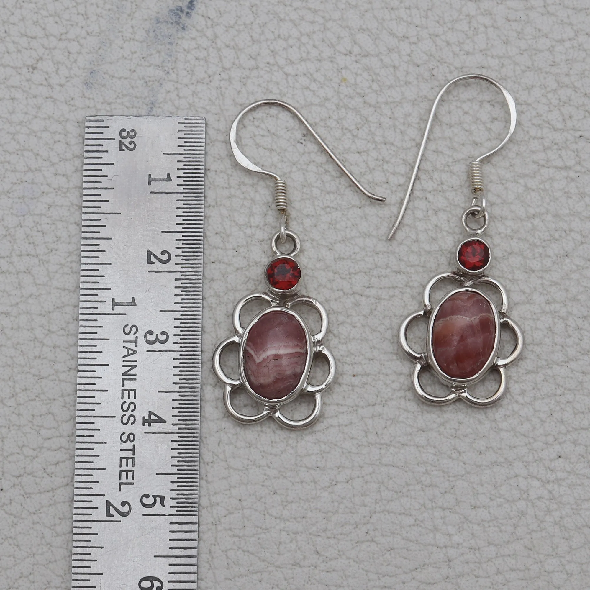 Rhodonite Silver Earrings