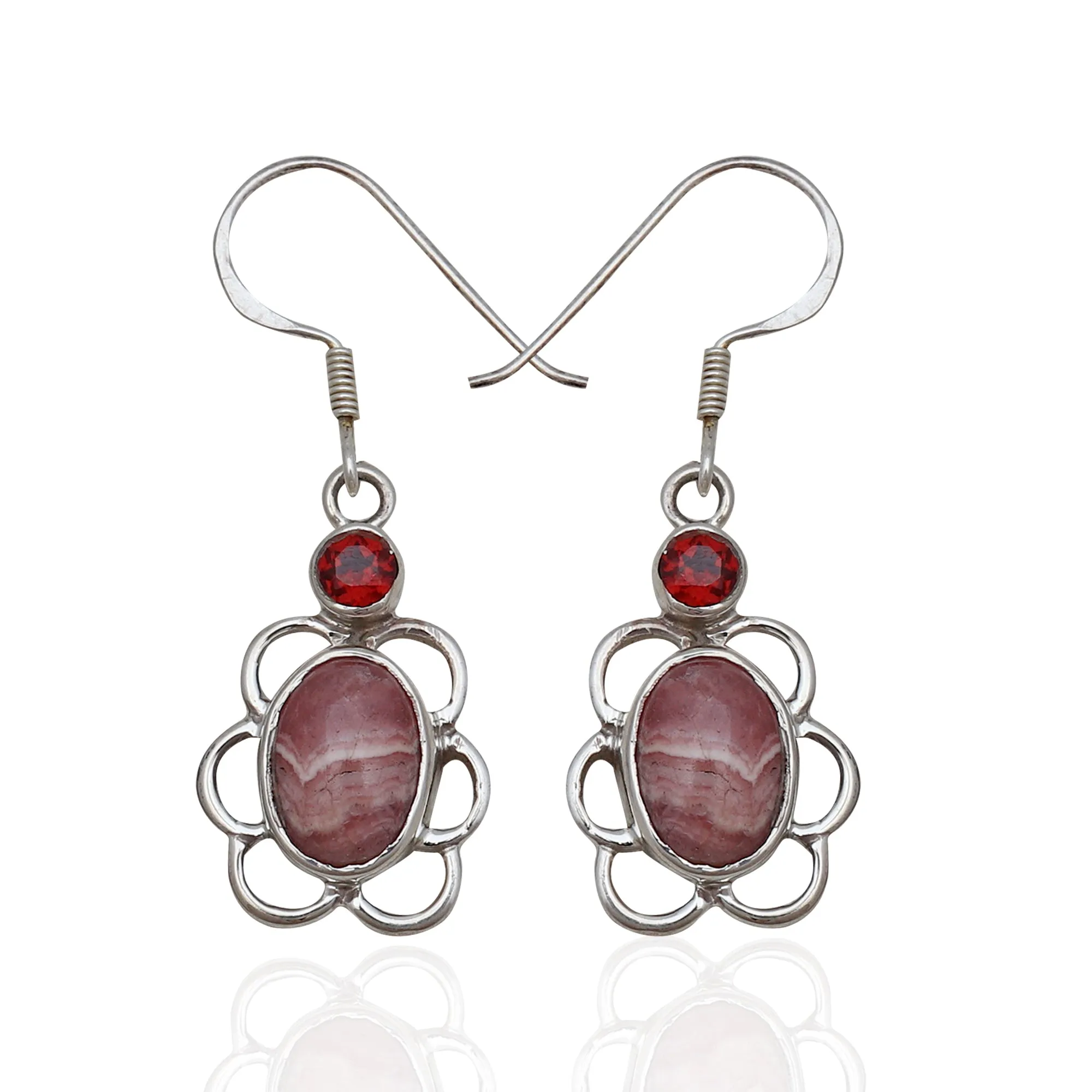 Rhodonite Silver Earrings