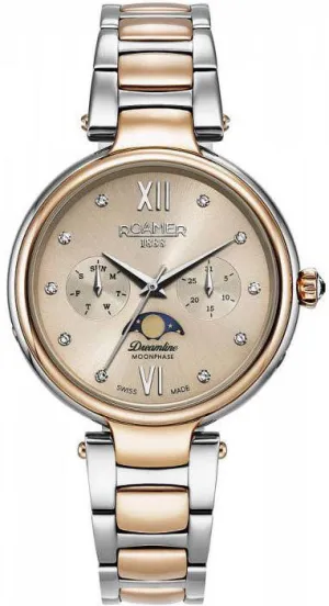 Roamer Watch Dreamline Moonphase Pink MOP Dial Rose Gold Bicolour