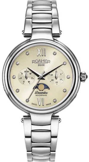 Roamer Watch Dreamline Moonphase Silver Dial Steel