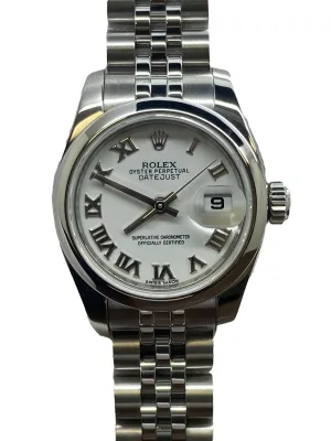 Rolex Datejust 26mm 179160 White Roman Dial Automatic Women's Watch