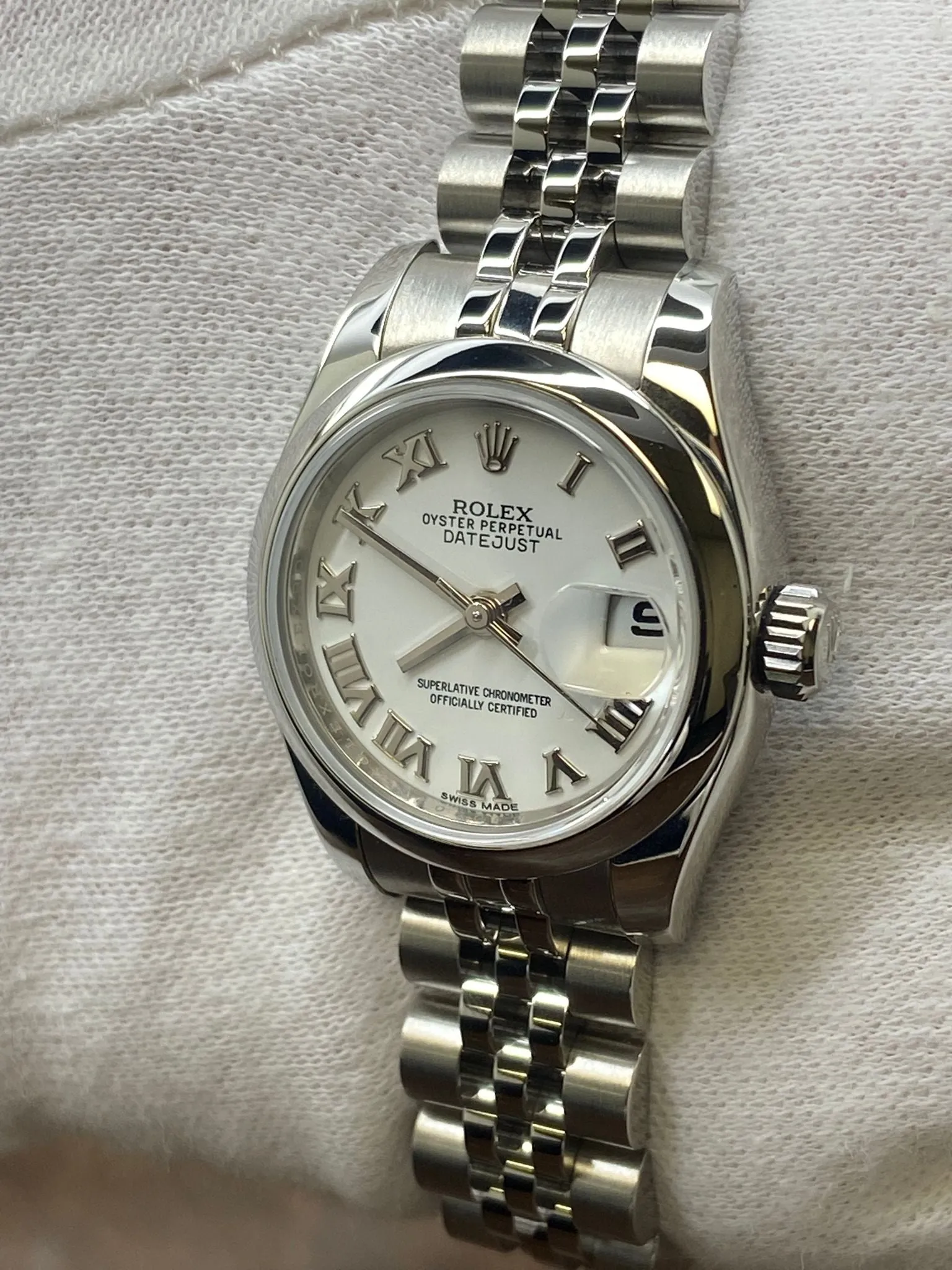 Rolex Datejust 26mm 179160 White Roman Dial Automatic Women's Watch