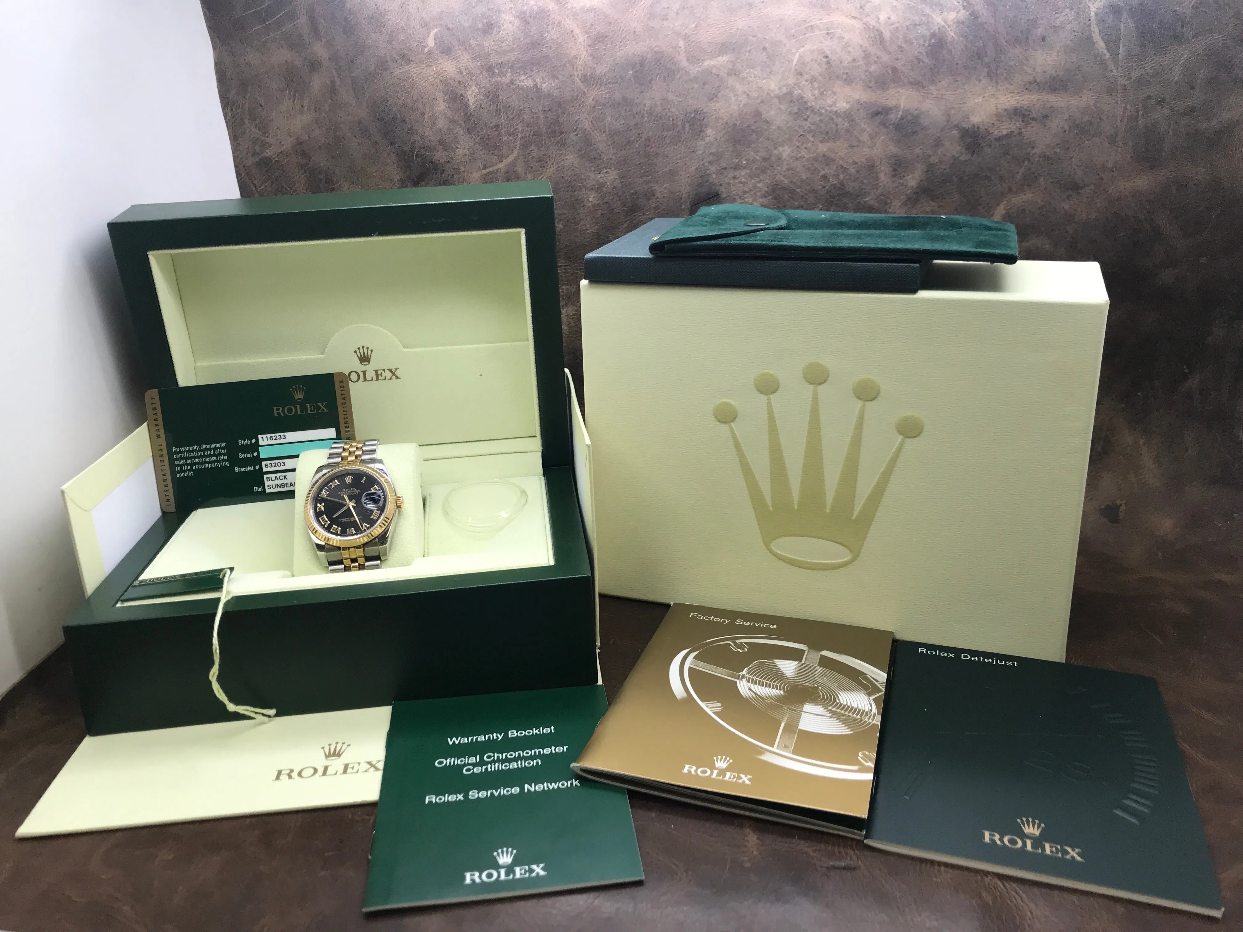 Rolex Datejust 36mm 116233 Sunbeam black Dial Automatic Watch