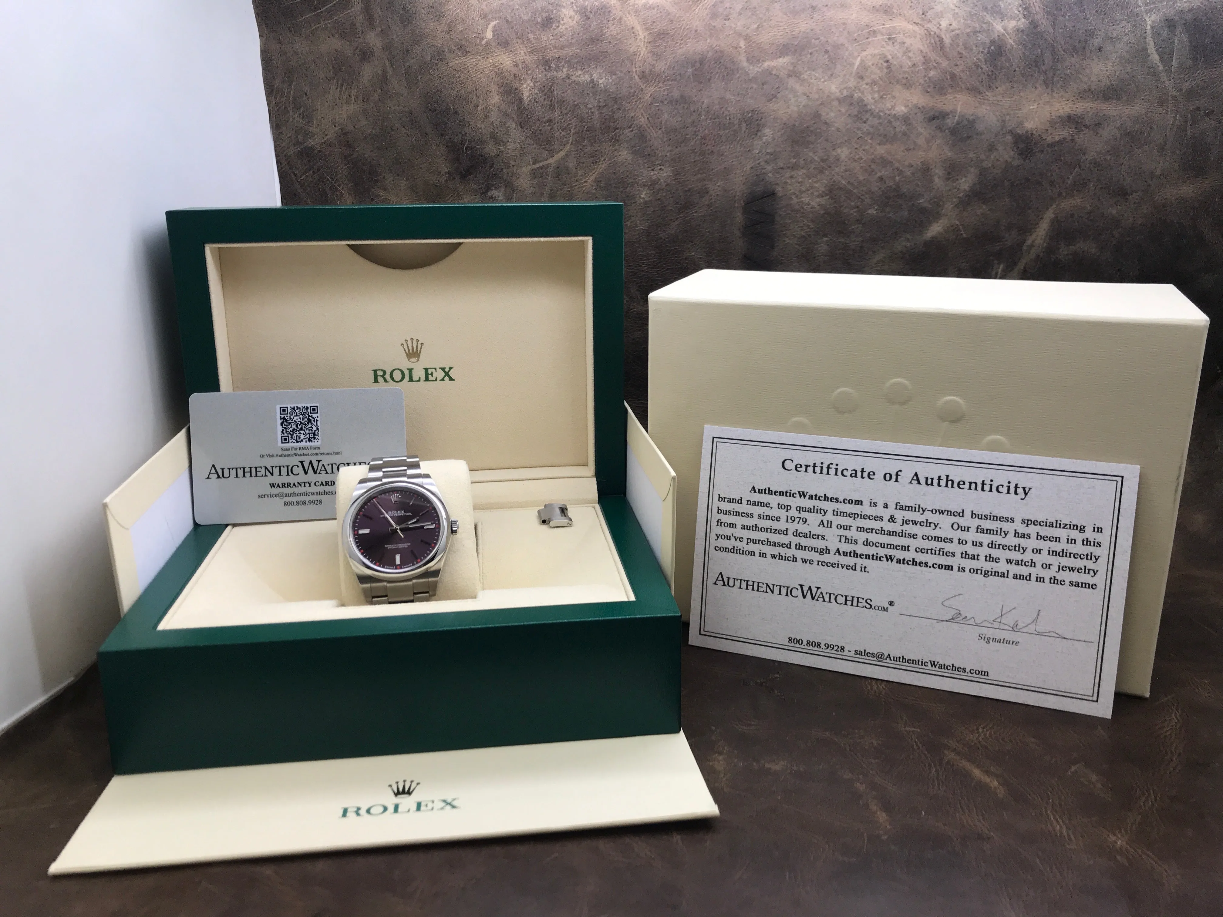 Rolex Oyster Perpetual 39mm 114300 Red Grape Dial Automatic Watch