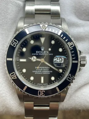 Rolex Submariner Date SEL NO Holes 16610 Black Dial Automatic Men's Watch
