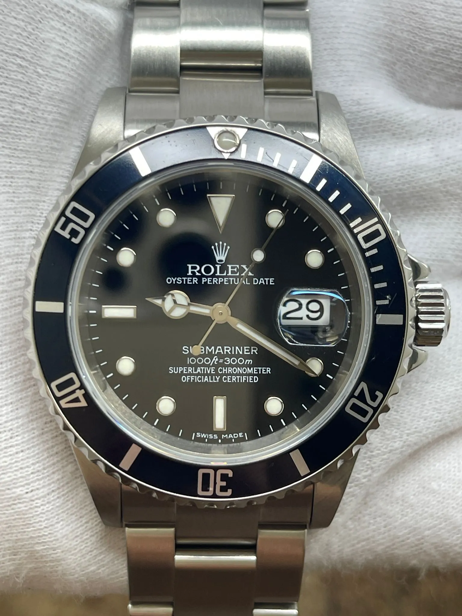 Rolex Submariner Date SEL NO Holes 16610 Black Dial Automatic Men's Watch