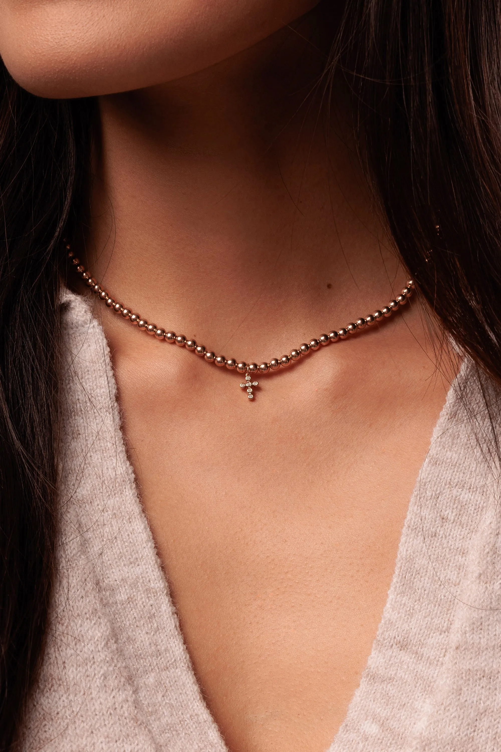 Rose Gold & Diamond Cross Necklace