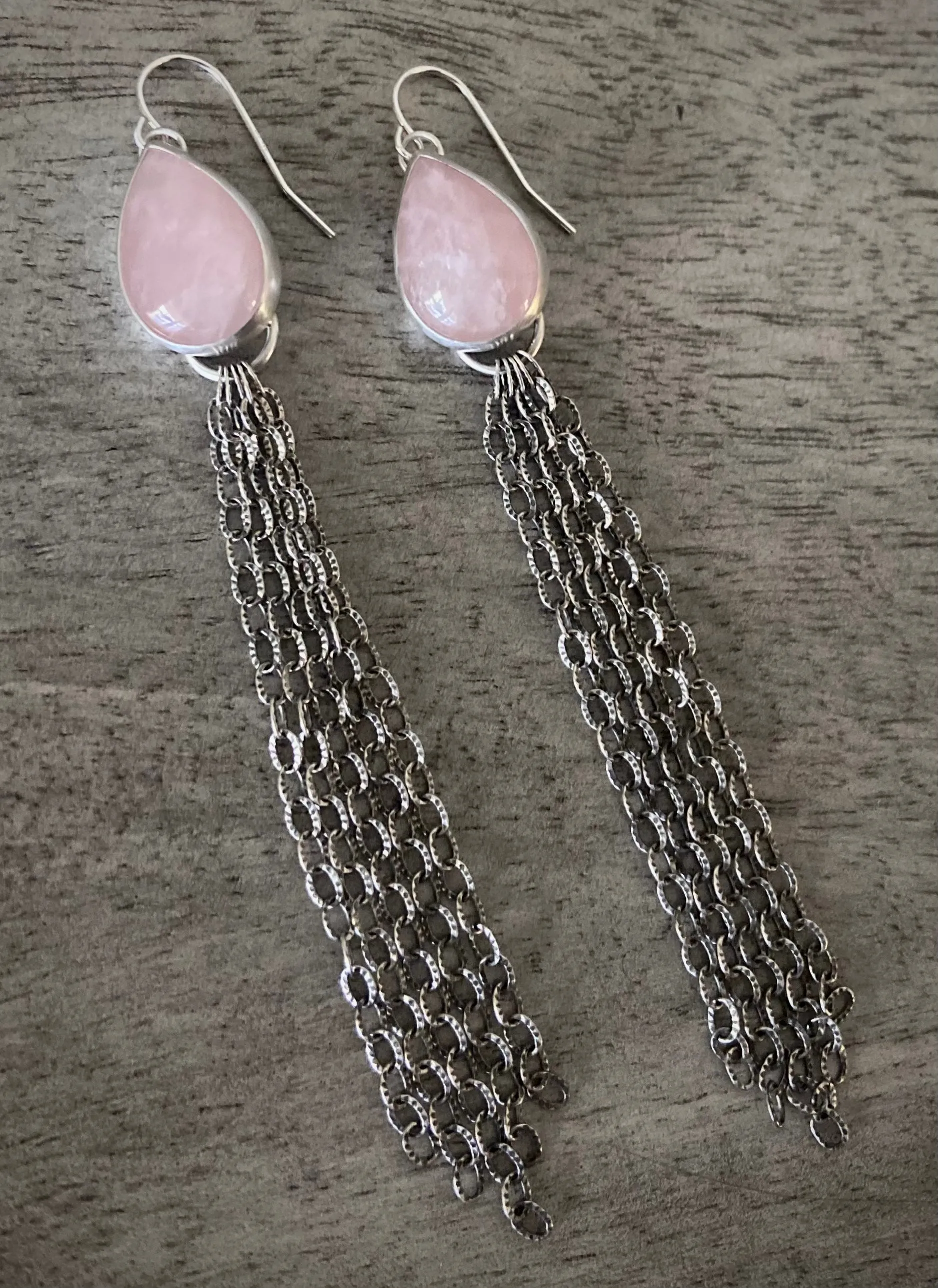 Rose Quartz Fringe Earrings