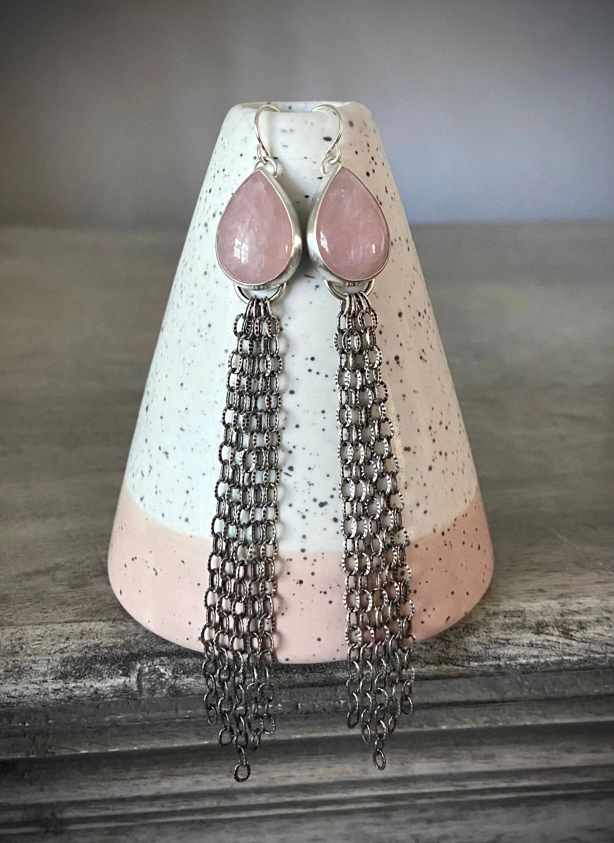Rose Quartz Fringe Earrings