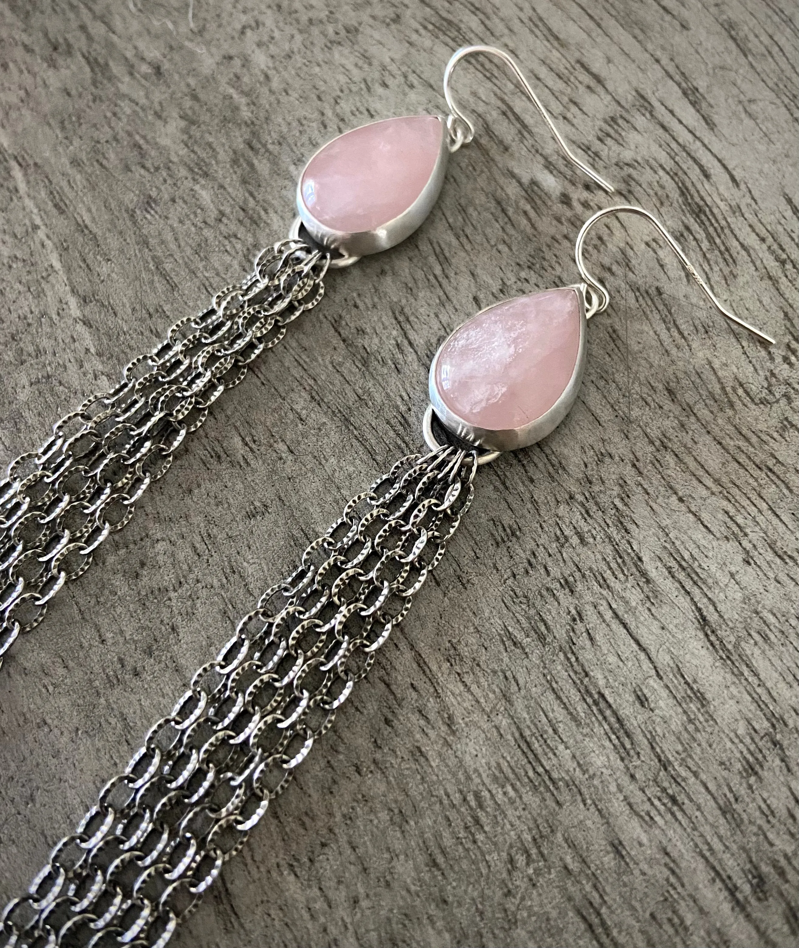 Rose Quartz Fringe Earrings