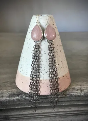 Rose Quartz Fringe Earrings