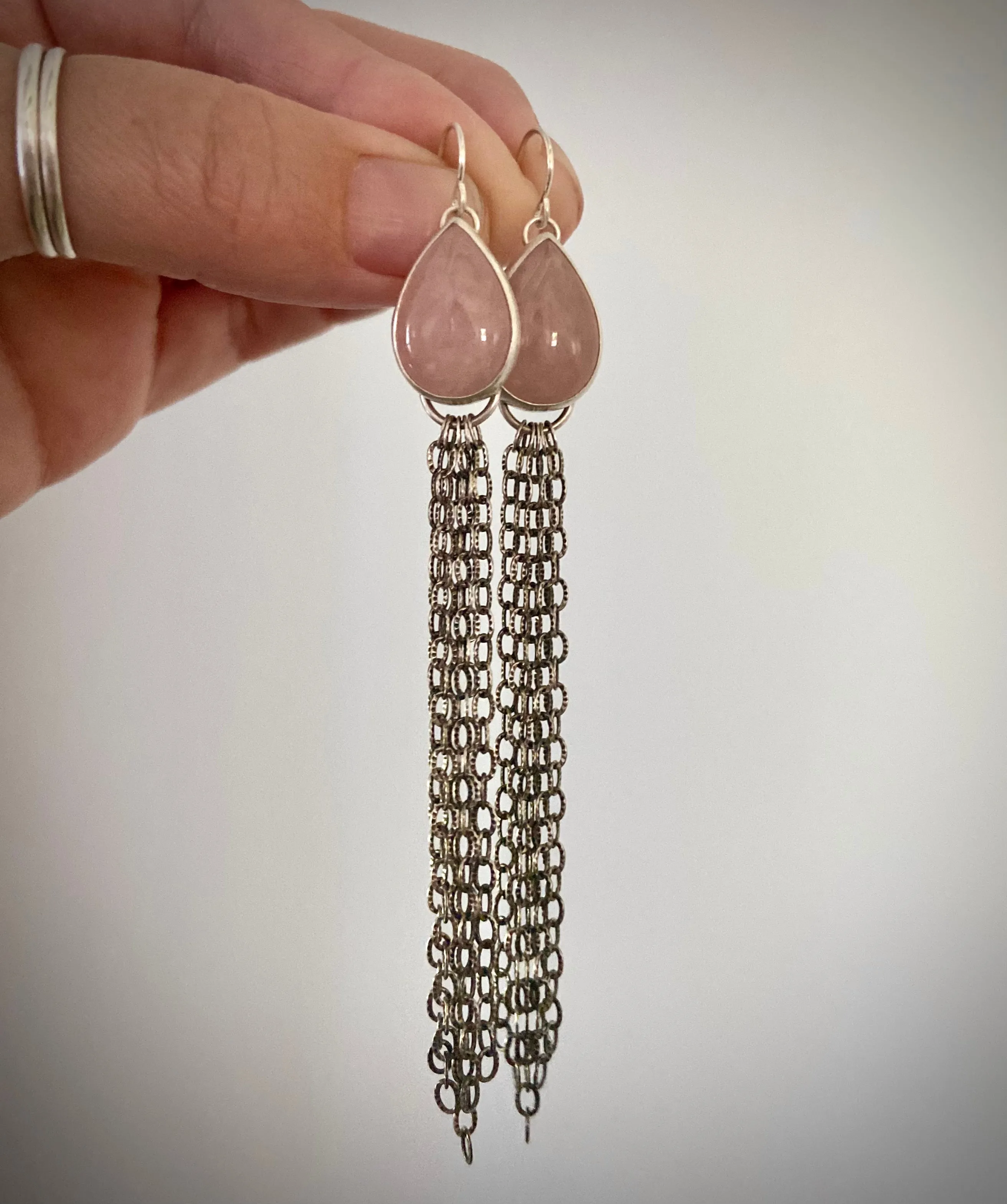 Rose Quartz Fringe Earrings