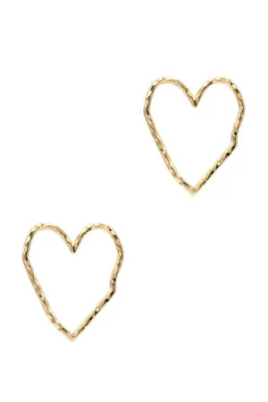 Rough Metal Heart Stud Earring