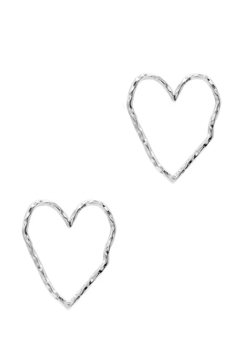 Rough Metal Heart Stud Earring