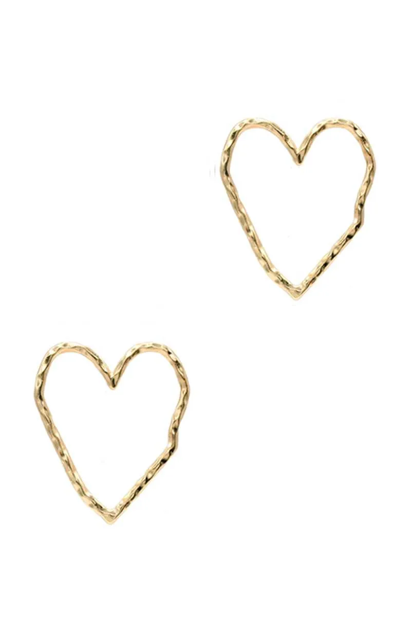 Rough Metal Heart Stud Earring