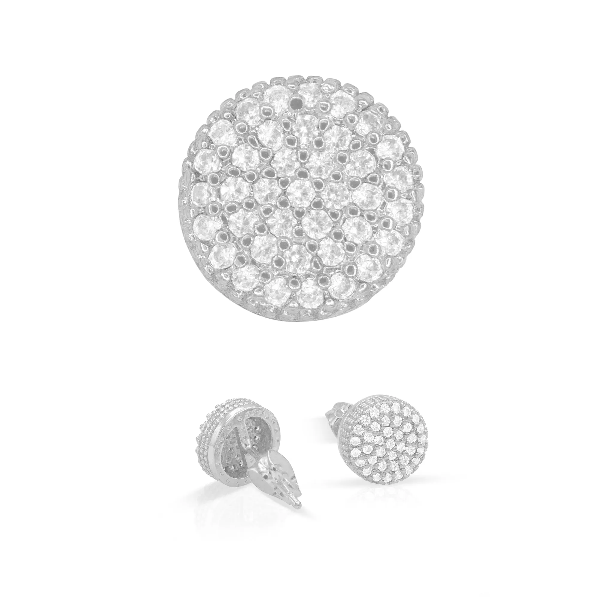 Round 4 Cubic Zirconia Earrings 14K Gold Filled Silver Hip Hop Studs Jewelry Women Men