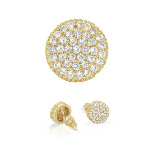 Round 4 Cubic Zirconia Earrings 14K Gold Filled Silver Hip Hop Studs Jewelry Women Men