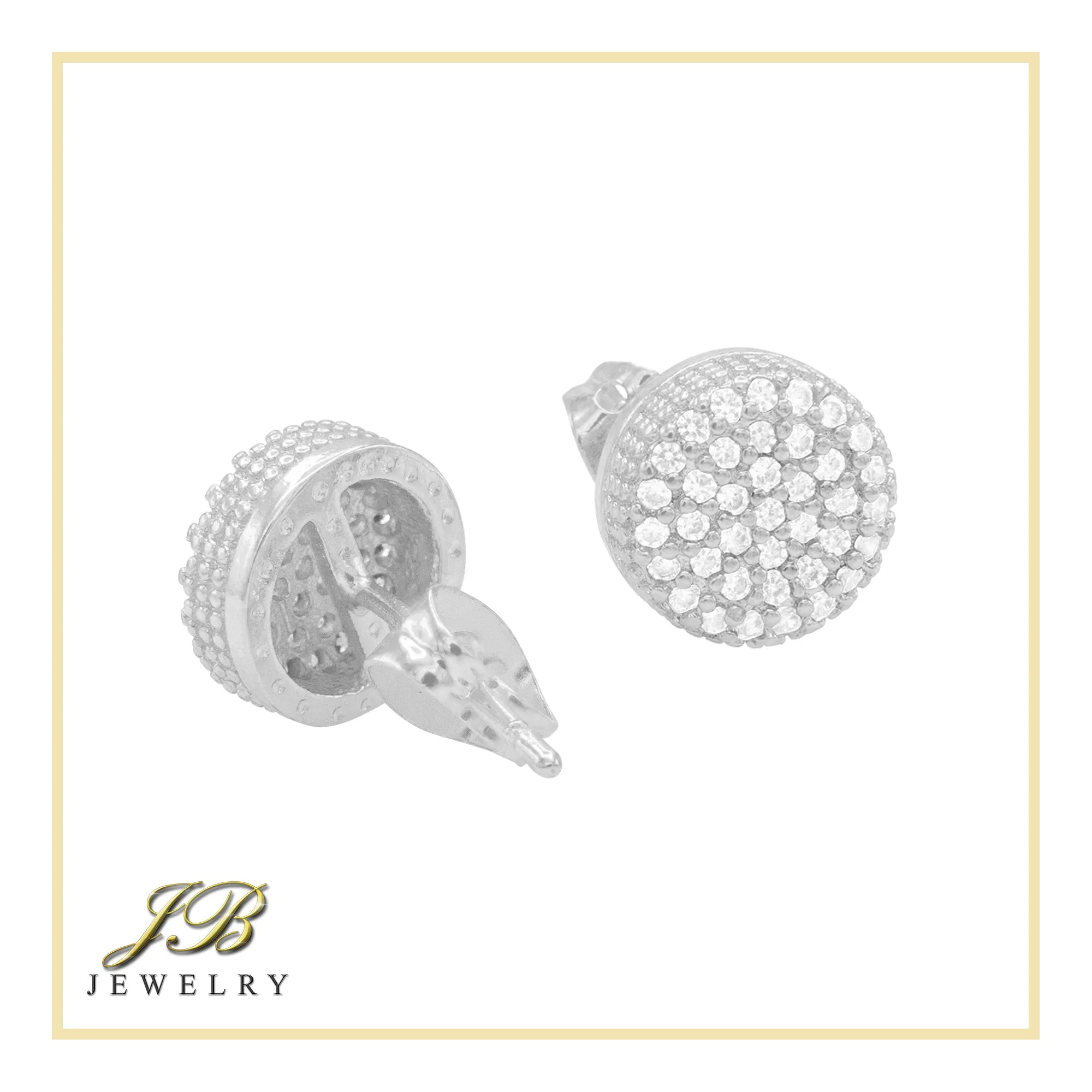 Round 4 Cubic Zirconia Earrings 14K Gold Filled Silver Hip Hop Studs Jewelry Women Men