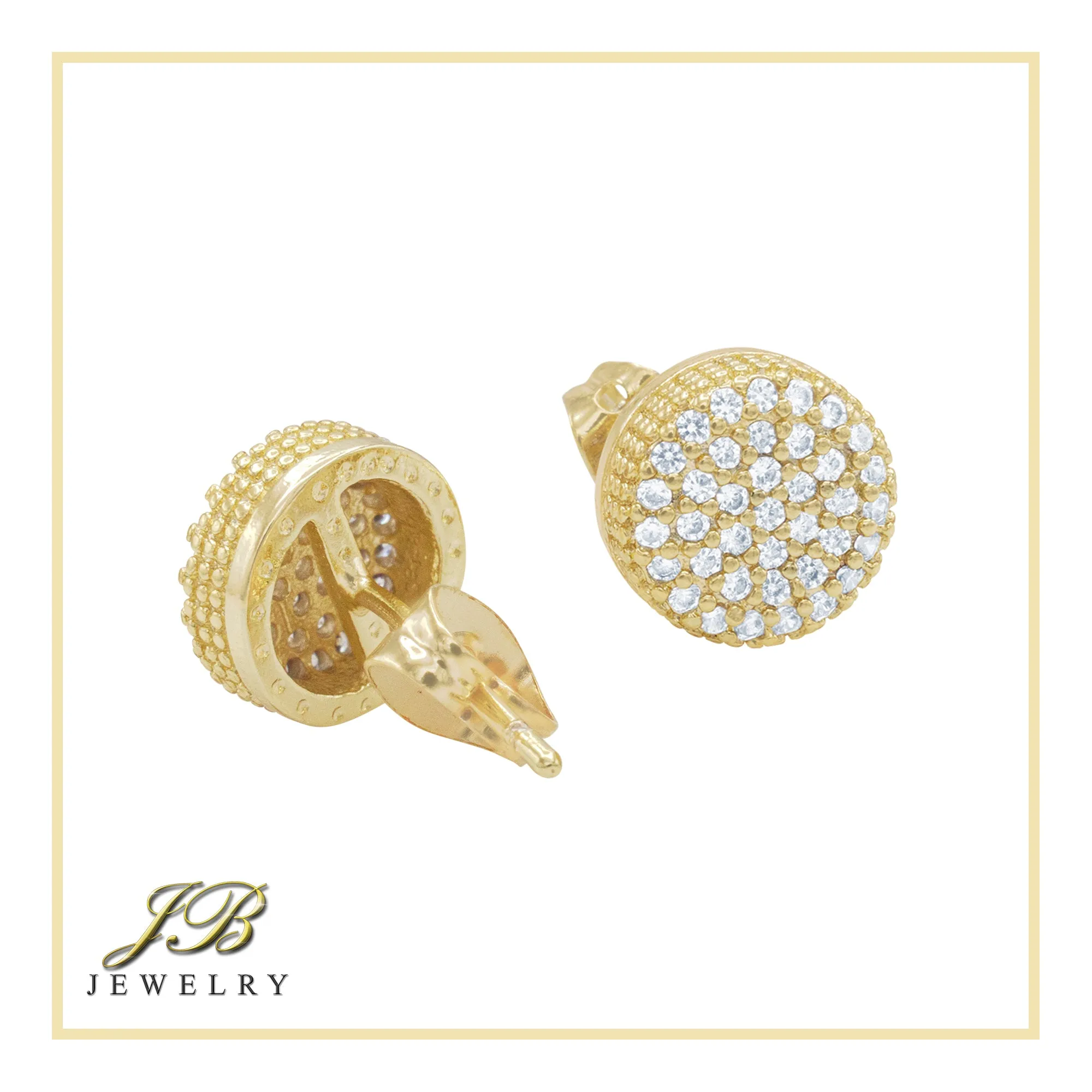 Round 4 Cubic Zirconia Earrings 14K Gold Filled Silver Hip Hop Studs Jewelry Women Men