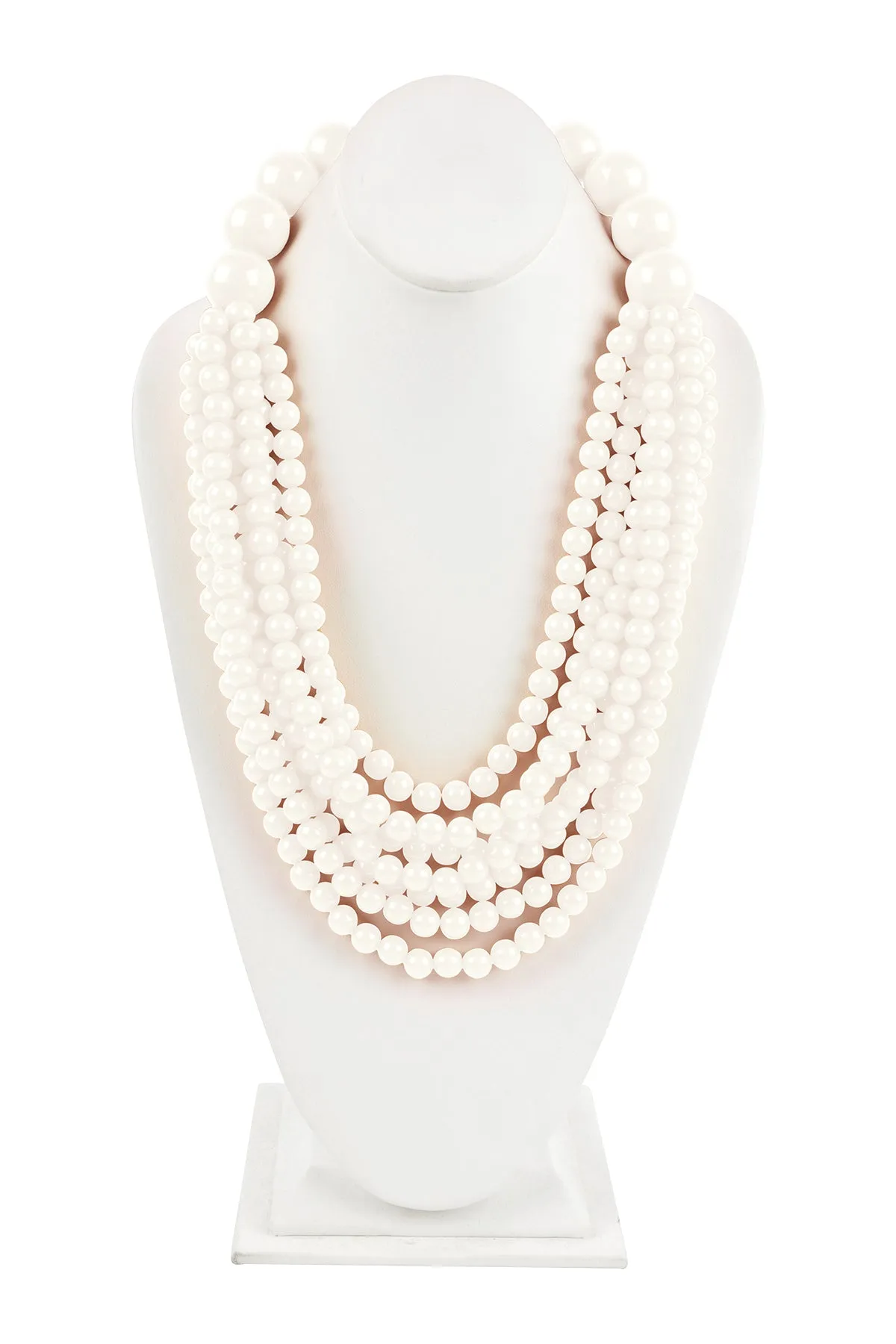 ROUND BEAD LAYERED STATEMENT NECKLACE AND EARRING SET