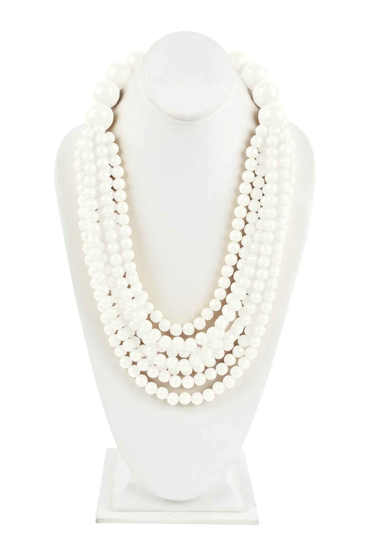 ROUND BEAD LAYERED STATEMENT NECKLACE AND EARRING SET