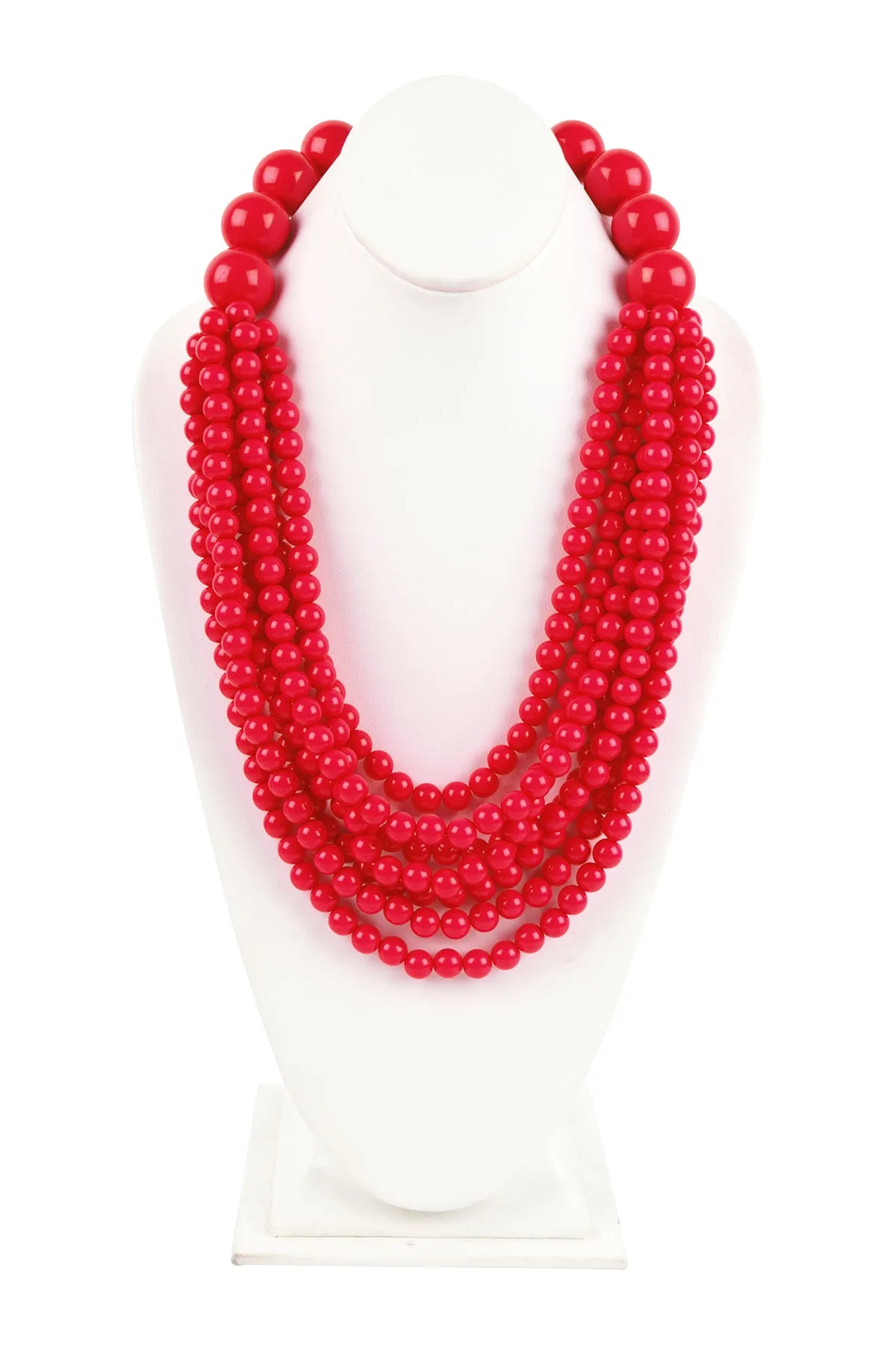 ROUND BEAD LAYERED STATEMENT NECKLACE AND EARRING SET