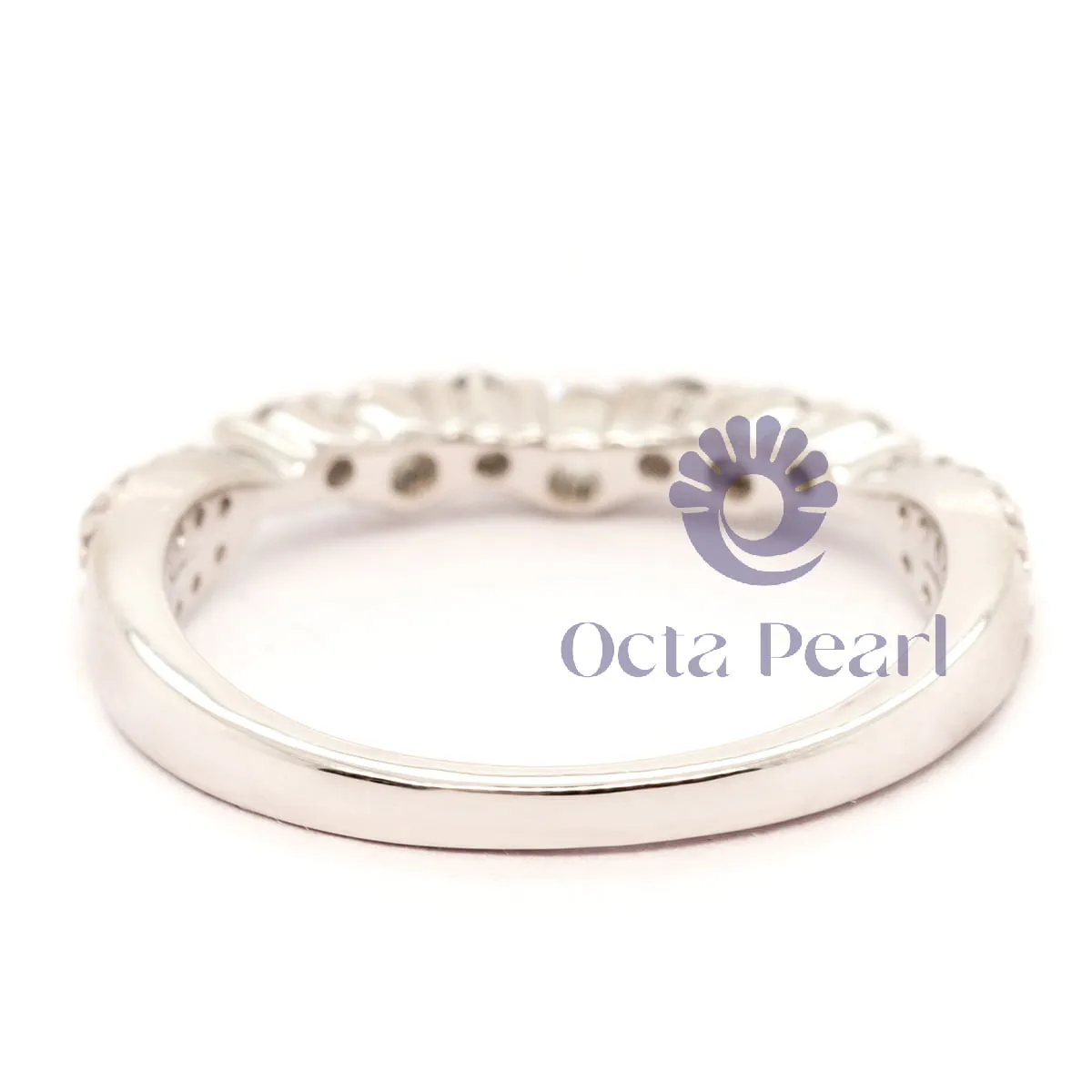 Round Moissanite Curved Wedding Band