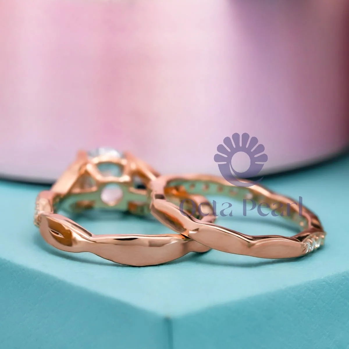 Round Moissanite Twisted Engagement Ring With Wedding Band For Wedding Gift