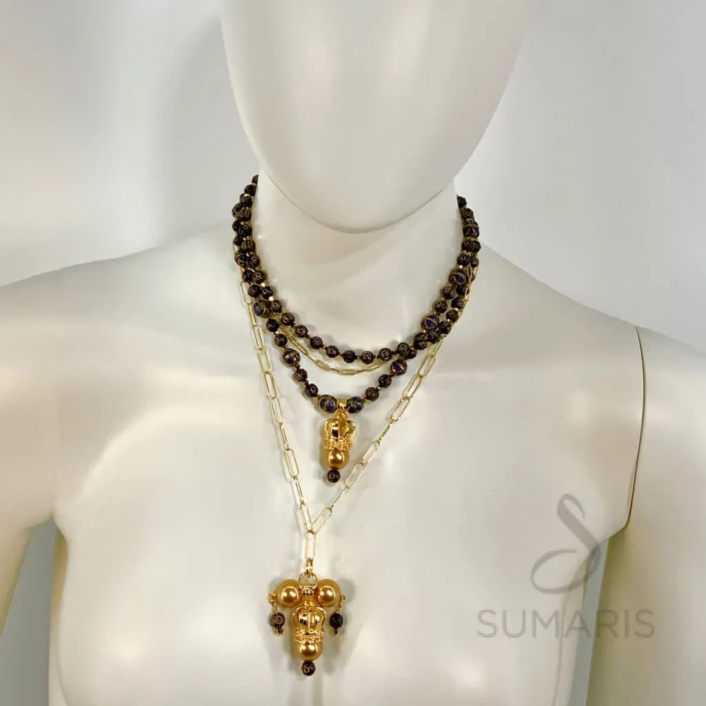 ROYAL BLUE CROWNS LIMITED EDITION STATEMENT NECKLACE
