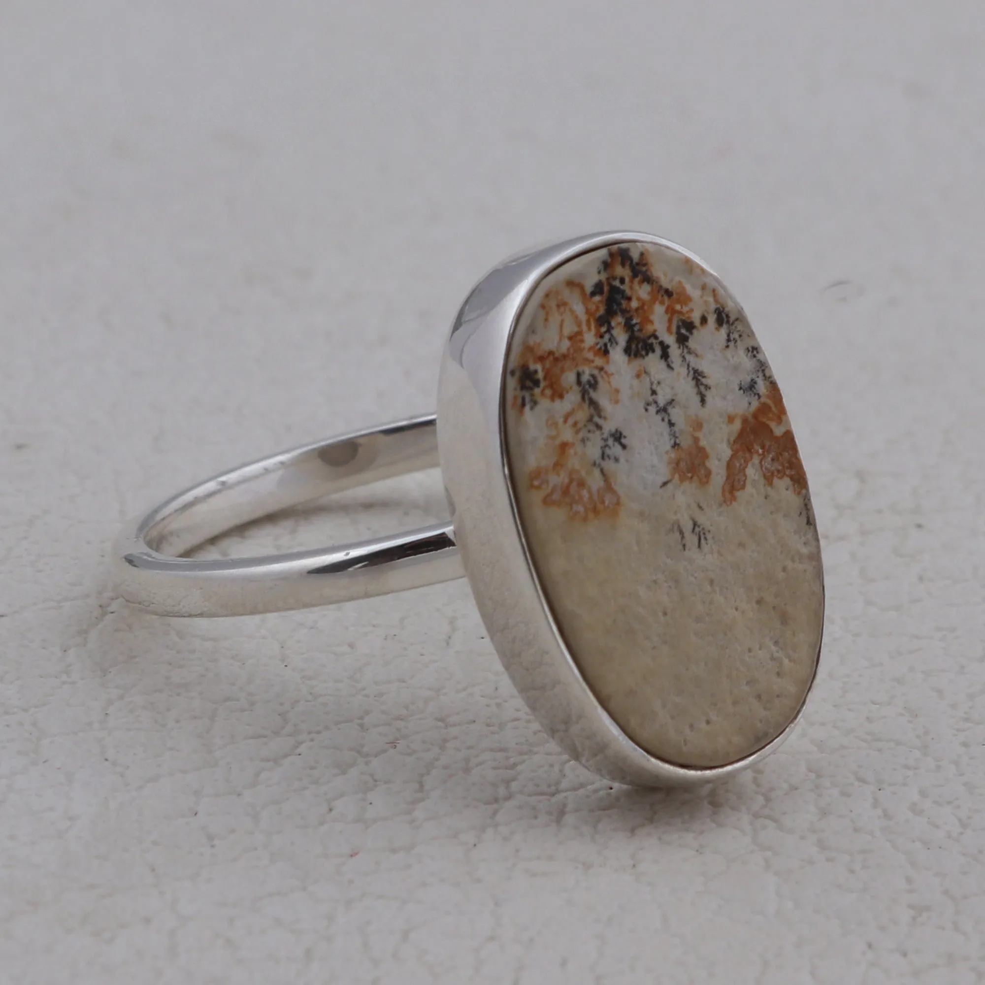Russian Dendritic Opal Silver Ring