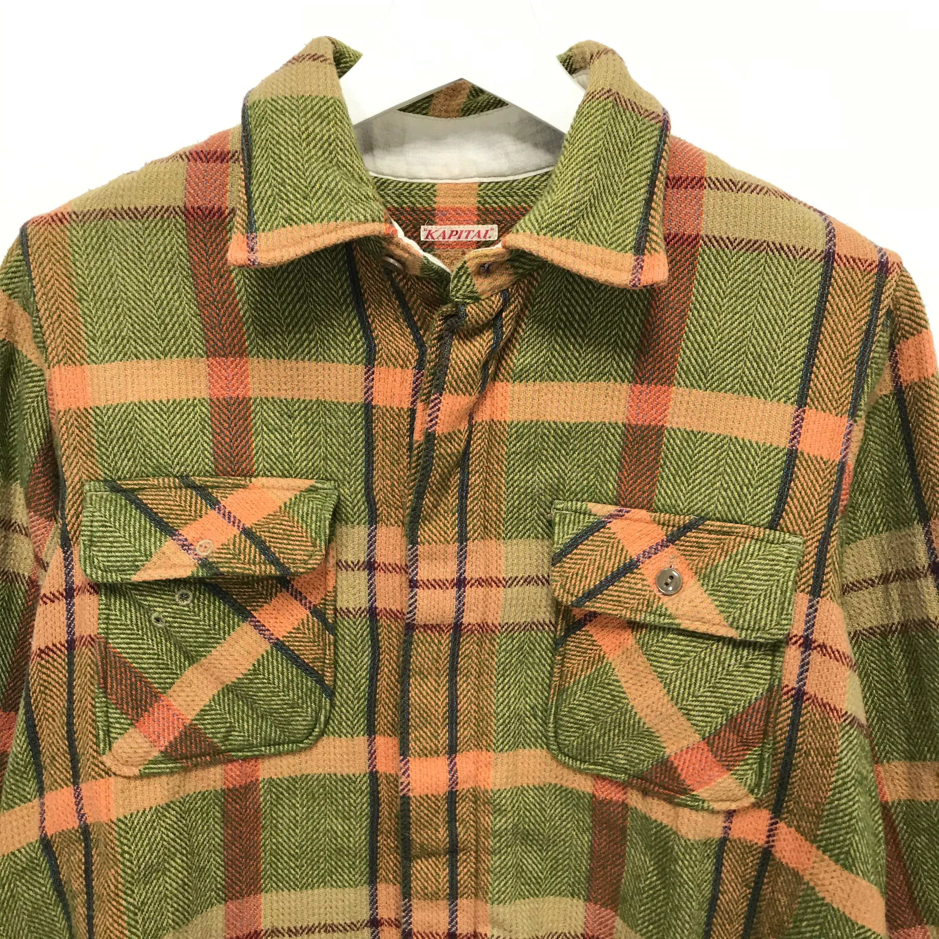 [S] Kapital Flannel L/S Shirt Green/Beige