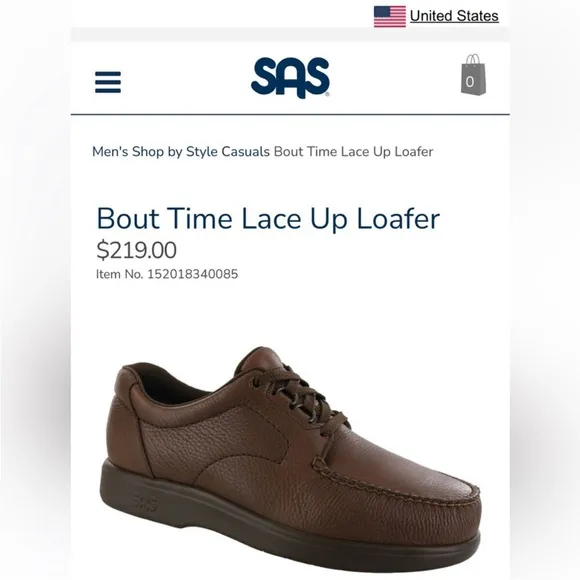 SAS Men's Casuals Bout Time Lace Up Brown Leather Loafer Shoes  7M