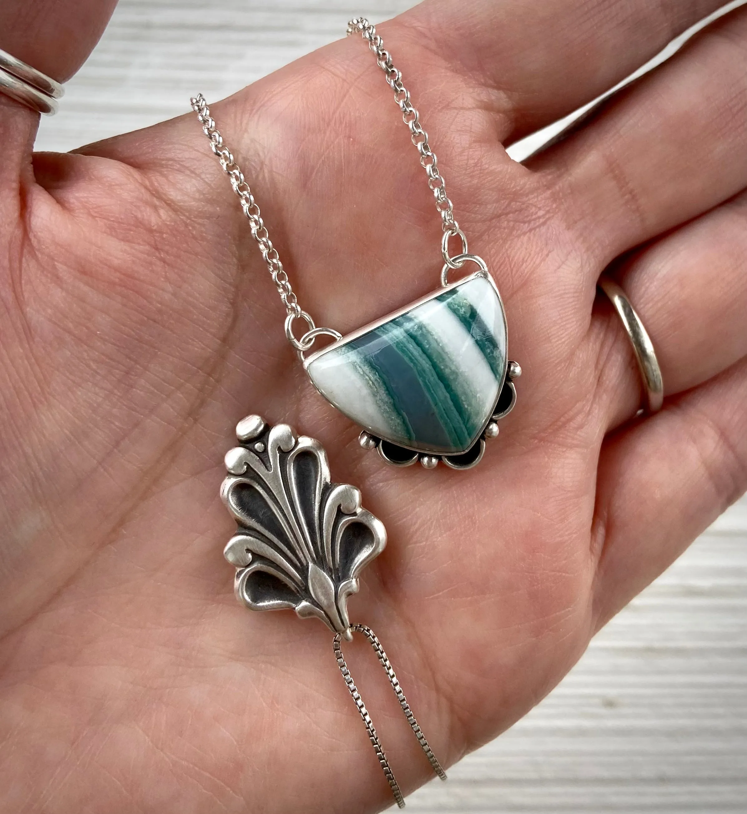 Saturn Chalcedony Necklace
