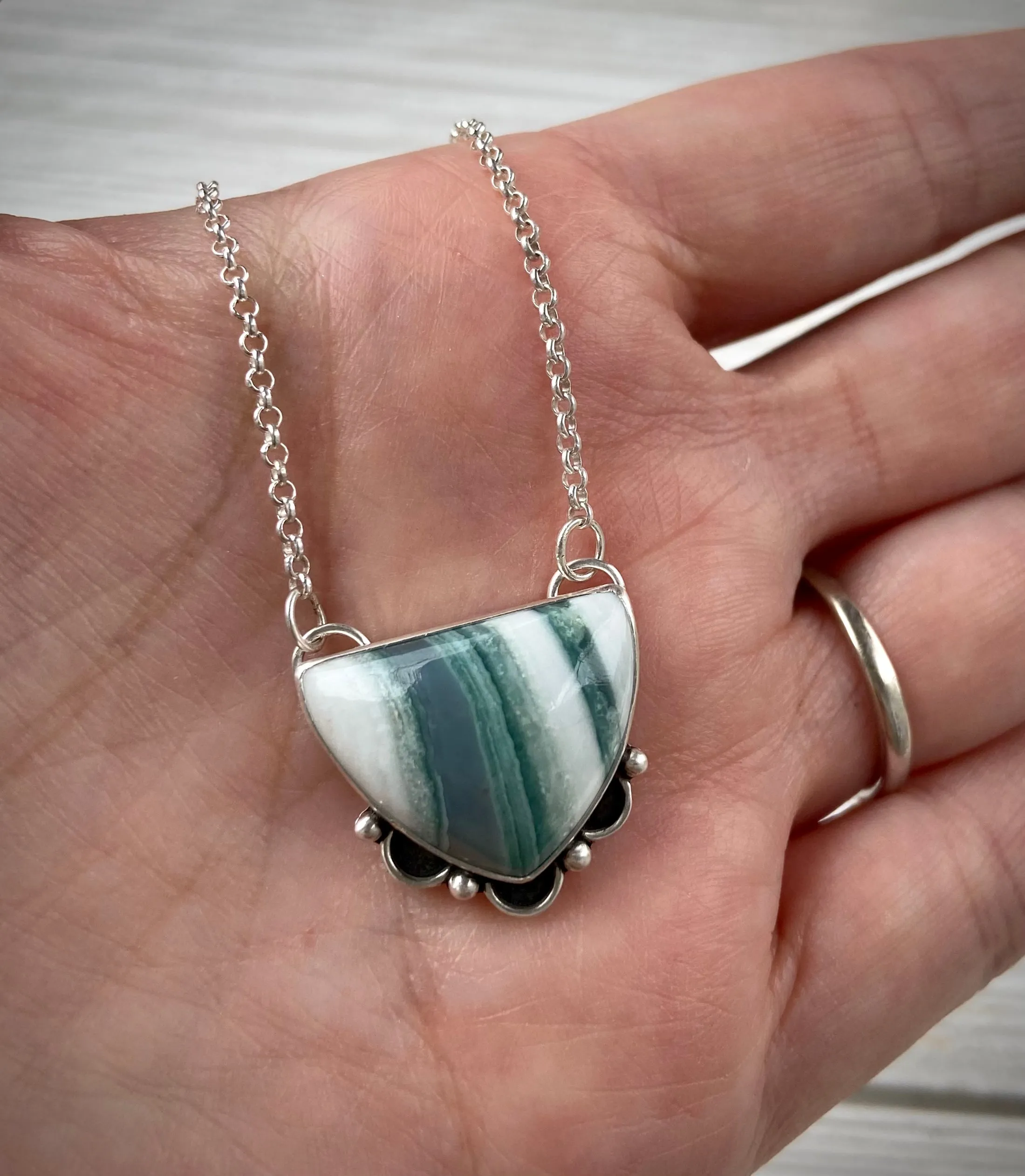 Saturn Chalcedony Necklace
