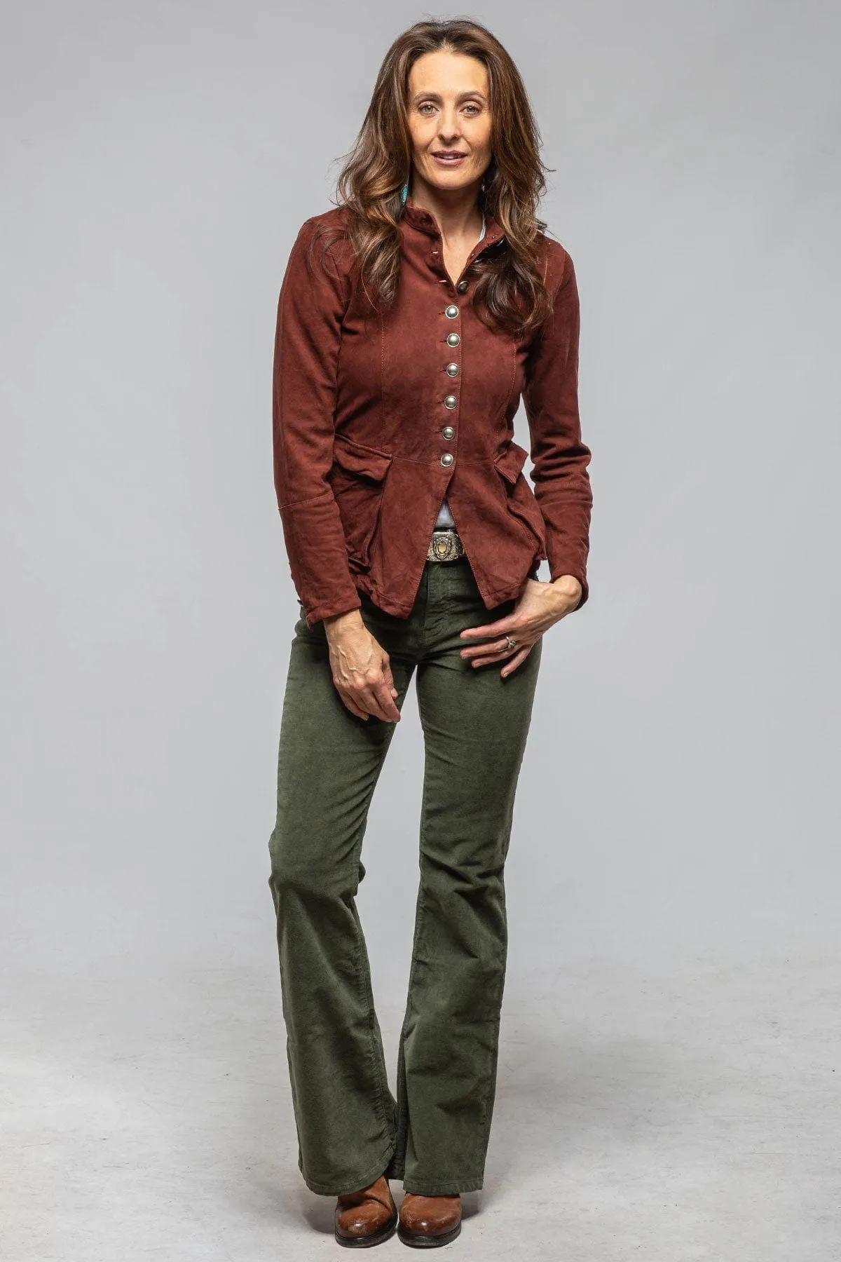 Scarlet Washed Suede Shirt In Burgundy